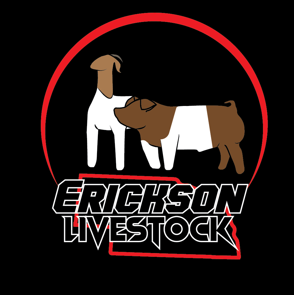 Erickson Livestock - erickson_livestck_all_color_proof (3) Logo of Erickson Livestock featuring a goat and a cow, representing the livestock industry. The design includes a bold red circular outline and the text "Erickson Livestock" prominently displayed.